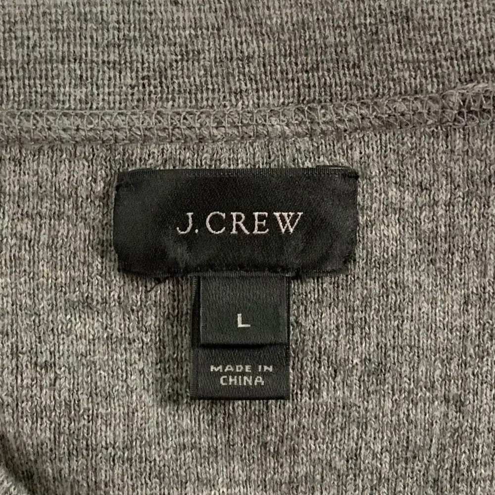 J.Crew Mens Wool Cotton Henley Thermal T Shirt L Gray Ribbed Layering